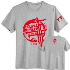 FFF Gray Short Sleeve Anime T shirts