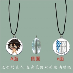 Attack On Titan Anime Cartoon Eren Glass Fancy Necklace