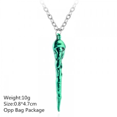 0.8*4.7CM Green Color Harry Potter Alloy Pendant Magic Wand Cosplay Anime Necklace 10pcs/set