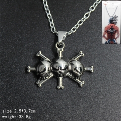 Cartoon One Piece Anime Three Skull Metal Necklace