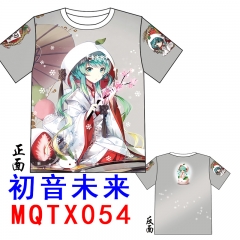 Hatsune Miku Gray Color Printing Short Sleeve Wholesale Cartoon Anime T-shirt