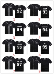 BTS Group Korea Star Pattern Anime Black Tshirts