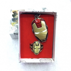 The Avengers Iron Man Wholesale Jewelry Hollow Ring And Anime Necklace