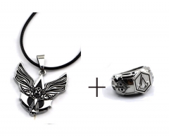 Assassin's Creed Hot Sale Fashion Jewelry Anime Necklace & Ring Set