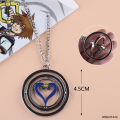 Kingdom Hearts Silver Heart Shape Rotatable Anime Necklace