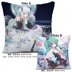 Hatsune Miku Japanese Popular Singer Cosplay Print Anime Soft Two Sides Pillow 45*45CM