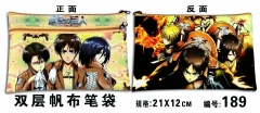 Attack on Titan Double Deck Canvas Anime Pencil Bag