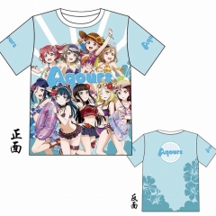 LoveLive Bule Short Sleeve Anime T-shirt M L XL XXL