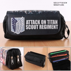 Attack on Titan Survey Corps PU Cartoon Nylon Zipper Pencil Case Anime Pencil Bag