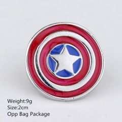 Silver Color 2CM Captain America Ouch Anime Alloy Wholesale Brooch 10pcs/set