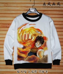 One Piece Round Neck Tshirt Long Sleeves Cartoon Anime T shirt (S-XXXL)