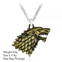 Game of Thrones Wolf Head  Bronz Alloy Anime Necklace Set
