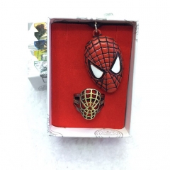 Spider Man Movie Wholesale Jewelry Hollow Ring And Anime Necklace