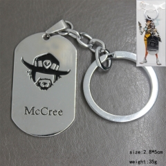 Overwatch Silver Mccree Pendant Keyring Wholesale Anime Keychain