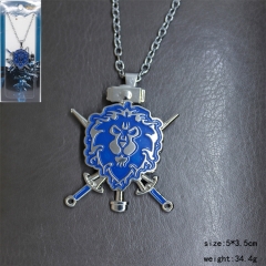 World Of Warcraft Bule Sword Pendant Wholesale Jewelry Anime Necklace