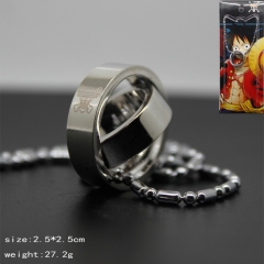 One Piece Silver Double Rings Alloy Anime Necklace