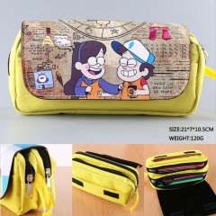 Gravity Falls Cartoon Double Layer PU Zipper Wholesale Anime Pencil Bag