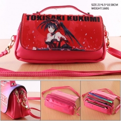 Fashion Design Date A Live Tokisaki Kurumi Multi-Functional PU Bag Wholesale Double Zipper Flip Cover Anime Shoulder Bag