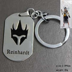 Overwatch Silver Reinhardt Pendant Keyring Wholesale Anime Keychain
