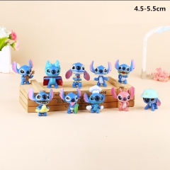 Lilo Stitch Anime Cartoon Movie PVC Figure Keychain 10pcs/set