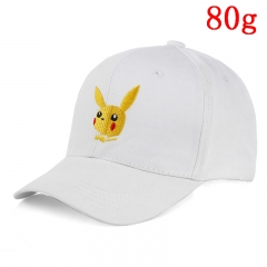 Pokemon Pikachu Cartoon White Hat Hip Hop Japanese Anime Baseball Cap 80g