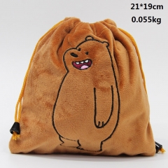 We Bare Bears Grizzly Cartoon Cute Anime Plush Drawstring Bag