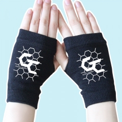 Guilty Crown Fighting Cartoon Half Finger Anime Warm Black Knitted Gloves 14*8CM
