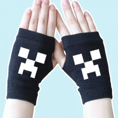 Minecraft Popular Game White Blocks Black Color Anime Warm Half Finger Gloves 14*8CM