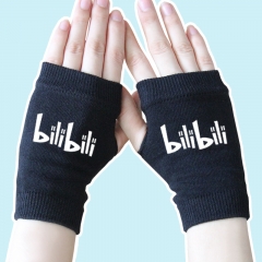 Bilibili Words Print Black Anime Fashion High Quality Gloves 14*8CM