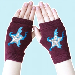 Black Rock Shooter Five Stars Wine Half Finger Anime Knitted Gloves 14*8CM