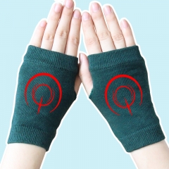 Fate Stay Night Tohsaka Tokiomi Atrovirens Anime Half Finger Knitted Gloves 14*8CM