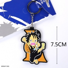 One Piece Cartoon Luffy Two Side Design Silica gel Keychain