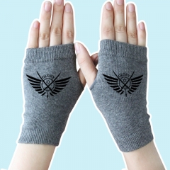 Glory Game Black Marks Gray High Quality Half Finger Anime Knitted Gloves 14*8CM
