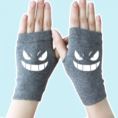 Pokemon Cute Cartoon Half Finger Gray Anime Warm Knitted Gloves 14*8CM