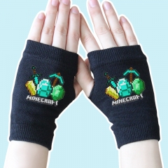 Hot Game Minecraft Sword Shield Black Anime Warm Half Finger Gloves 14*8CM