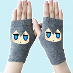 Black Rock Shooter Cartoon Half Finger Gray Anime Knitted Gloves 14*8CM