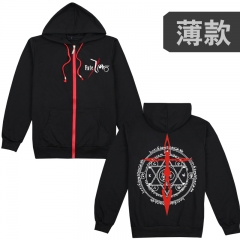 Fate Brand Fashion Cool Style Red Zipper Black With Hat Anime Hoodie