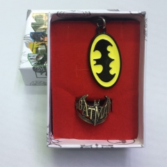 Batman Cosplay Movie Decoration Anime Necklace+Ring