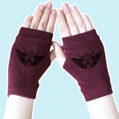 Glory Game Black Marks Wine High Quality Half Finger Anime Knitted Gloves 14*8CM
