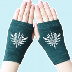 Monster Hunter Japanese Action Game Half Finger Atrovirens Warm Anime Knitted Gloves 14*8CM