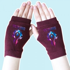 World of Warcraft Star Sky Marks Wine Color Anime Knitted Gloves 14*8CM