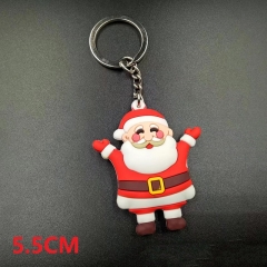Wholesale Christmas 3D Decoration Cartoon Pendant Santa Claus Anime PVC Keychain