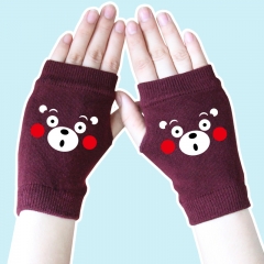 Kumamon Cute Cartoon Wine Half Finger Anime Knitted Gloves 14*8CM