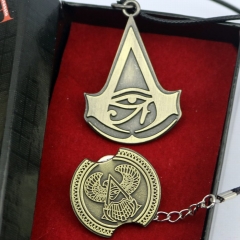 Assassin's Creed Cosplay Bronze Color Pendant Anime Necklace+Brooch