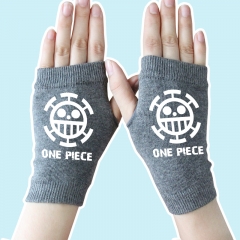 One Piece Mark Gray Half Finger Comfortable Anime Knitted Gloves 14*8CM