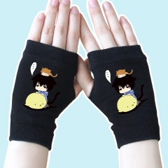 Tomb Notes Black Half Finger Anime Good Quality Knitted Gloves 14*8CM