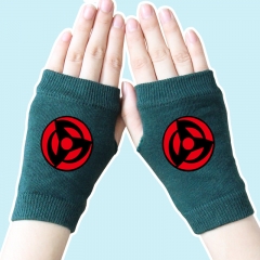 Naruto Sharingan Half Finger Atrovirens Anime Knitted Gloves 14*8CM