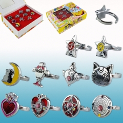 Sailor Moon 10 Designs Cute Japanese Anime Ring Pack With Box