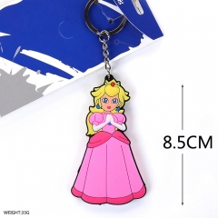 Super Mario Bro Cute Princess Anime Two Side Silica gel Anime Keychain