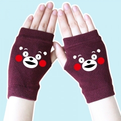 Kumamon Cute Cartoon Smile Emoji High Quality Half Finger Wine Anime Knitted Gloves 14*8CM